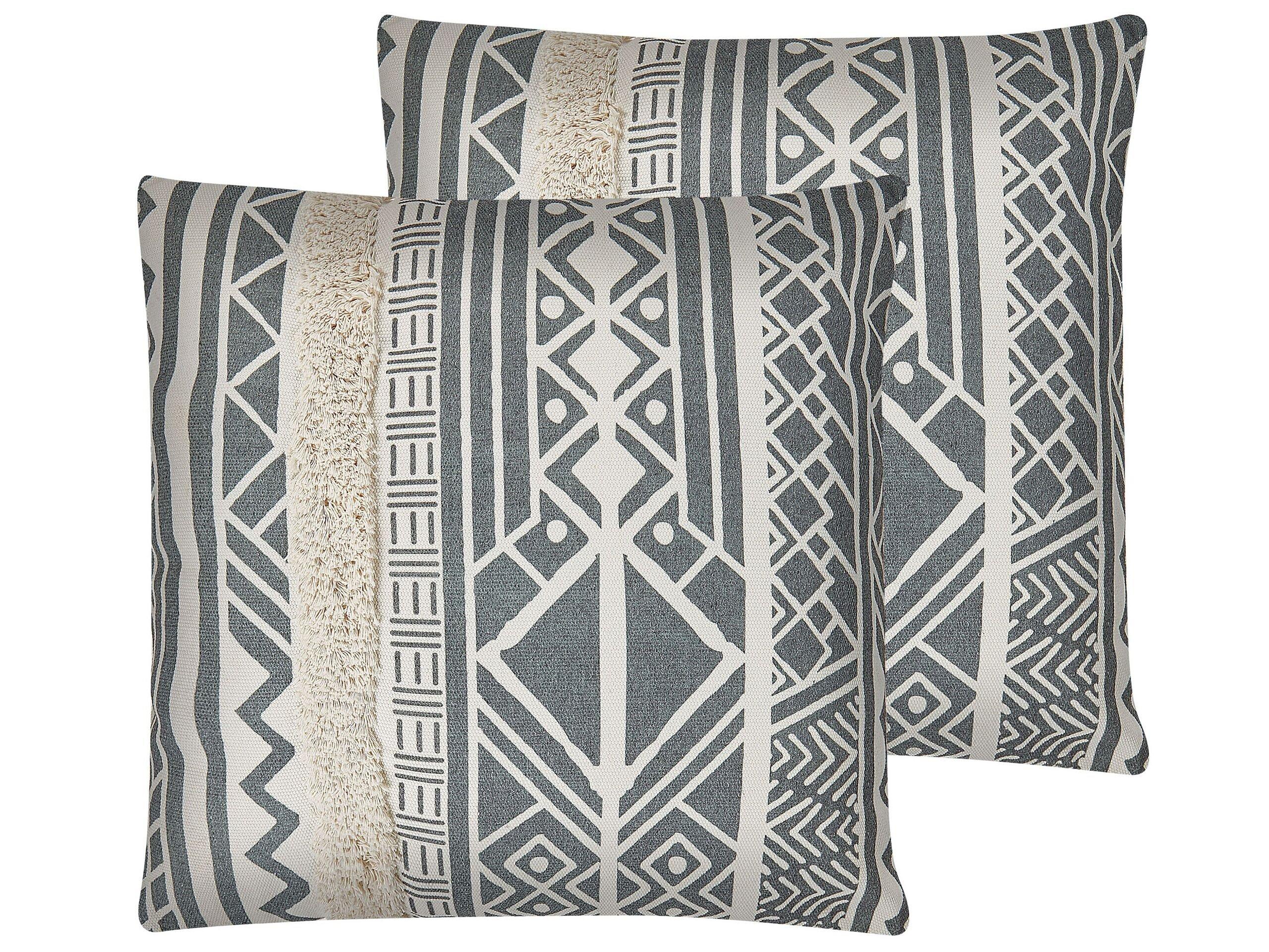 Beliani Lot de 2 coussins en Polyester Boho LAURUS  