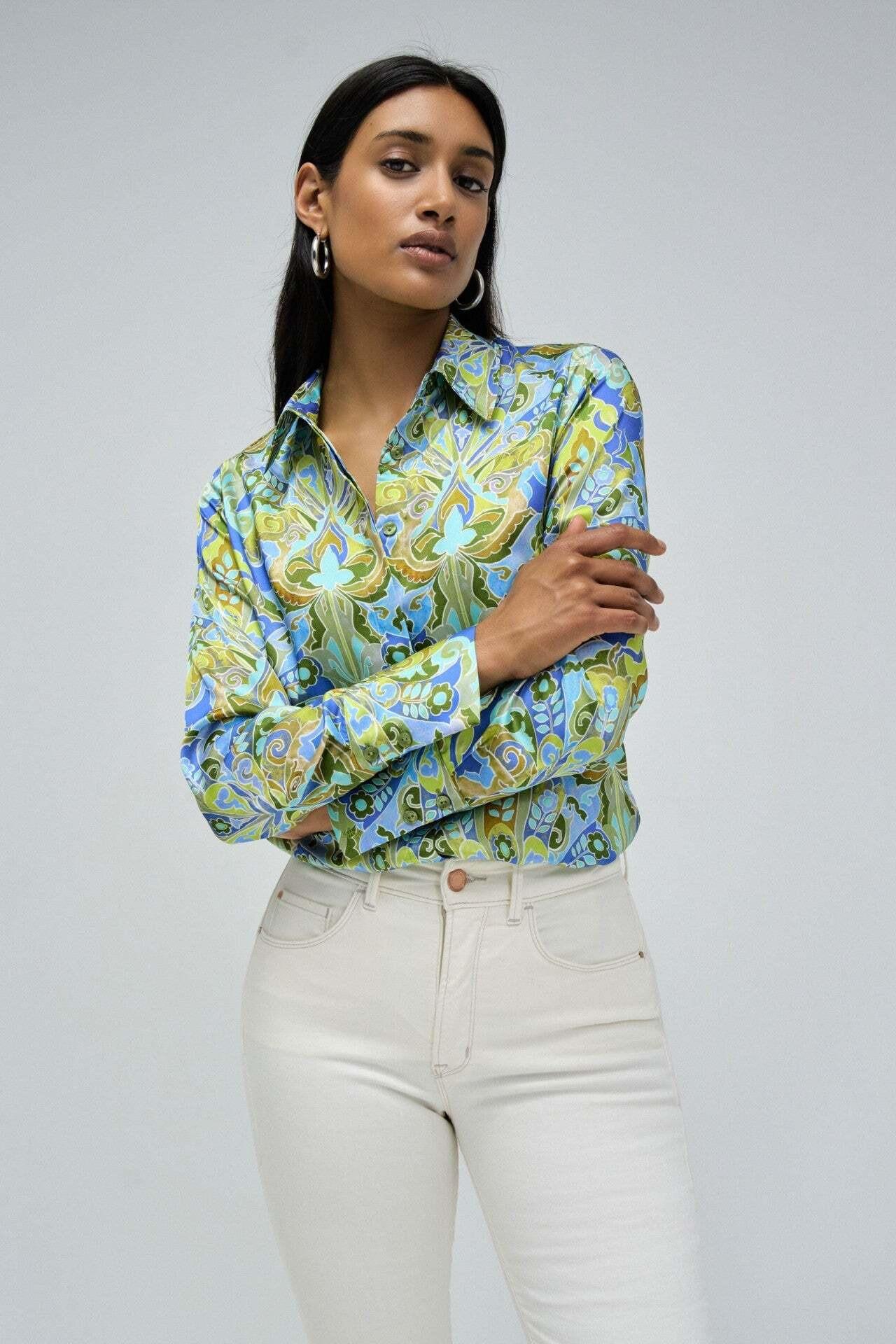 Salsa  Langarmbluse Satin Basic Shirt 