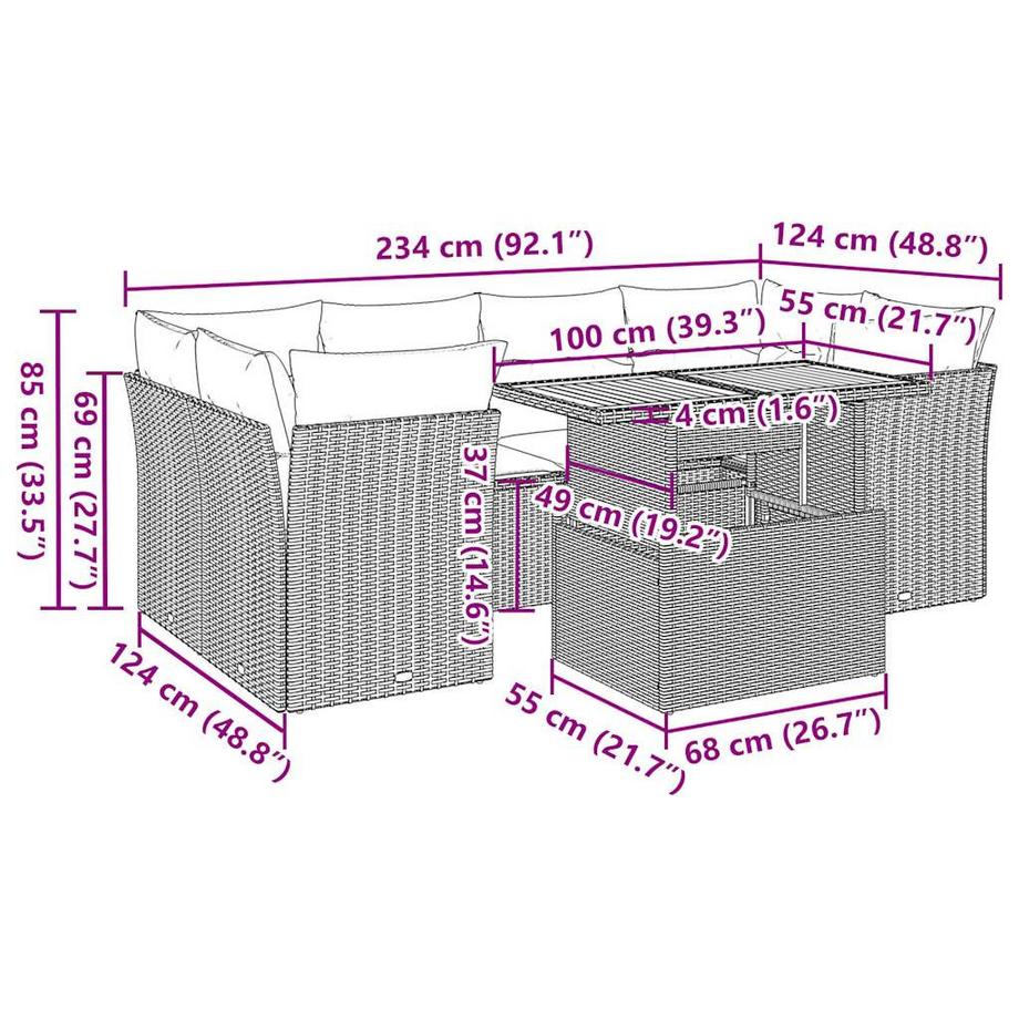 VidaXL Ensemble de canapés de jardin rotin synthétique  
