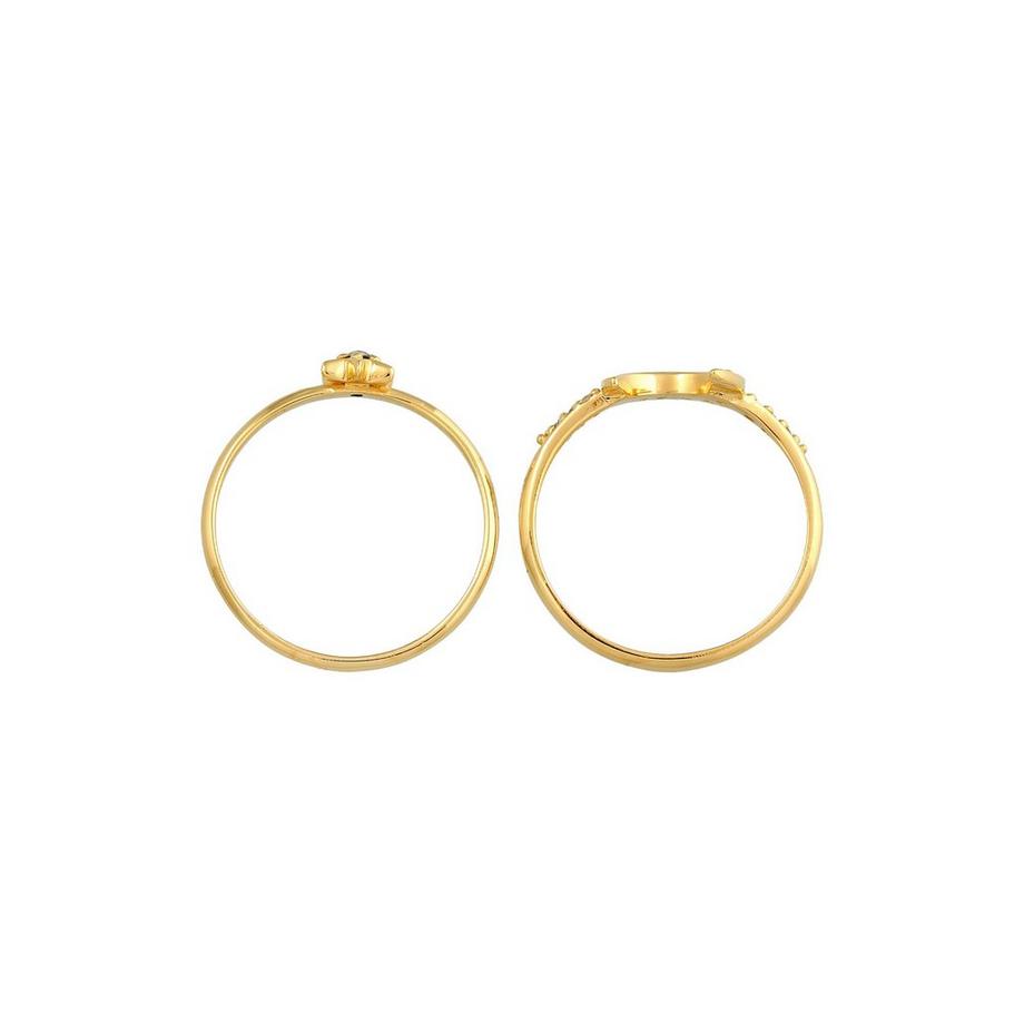 Elli  Bague Étoile Lune Zirconium Anneau Empilé Set 