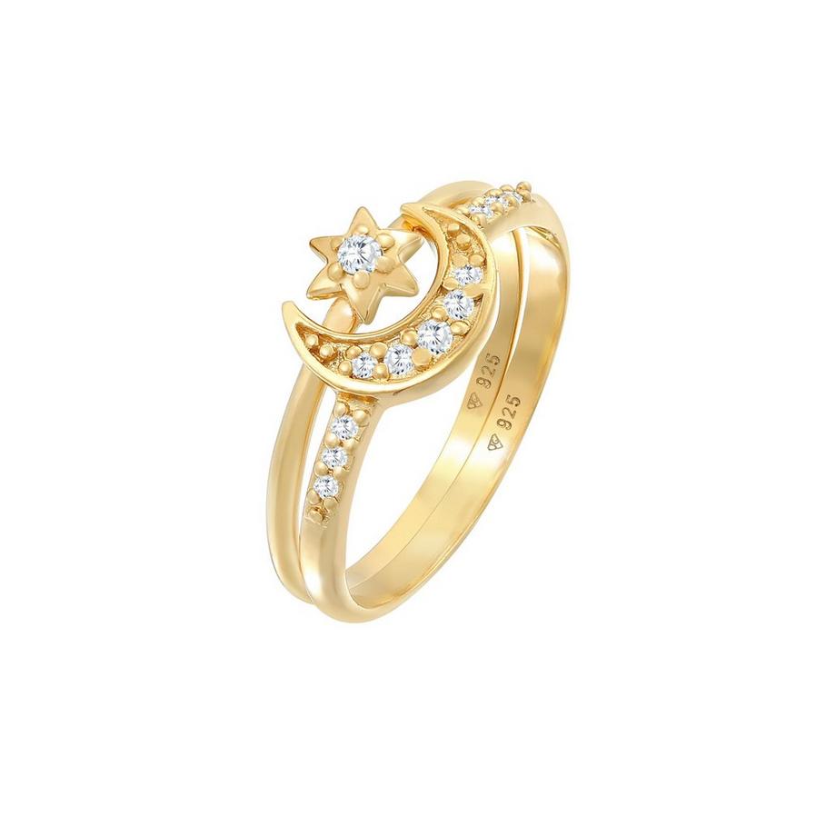 Bague Étoile Lune Zirconium Anneau Empilé Set