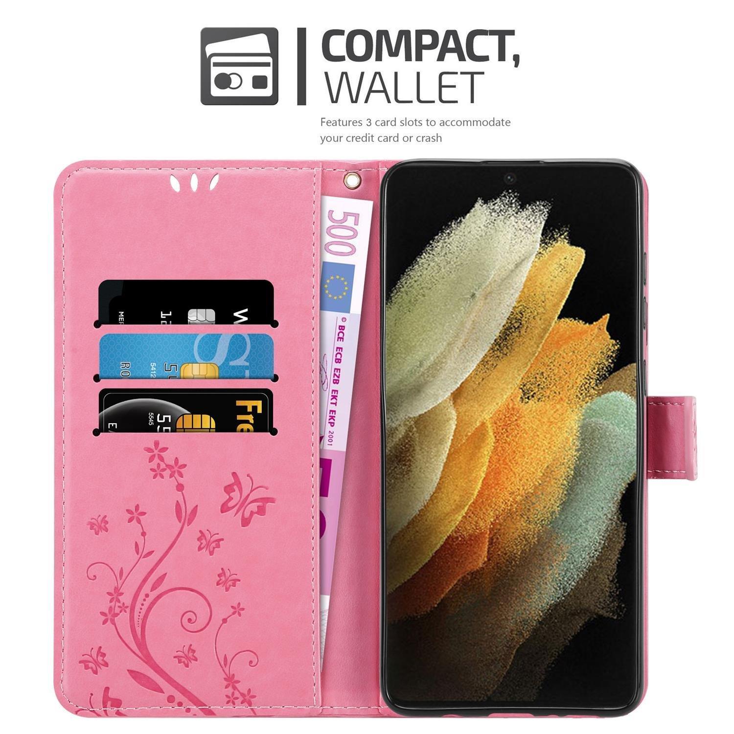 Cadorabo  Hülle für Samsung Galaxy S21 ULTRA Blumen Design Magnetverschluss 