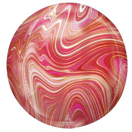 Anagram  Ballon Mylar Sphérique Orbz Marbré Rouge/Rose 
