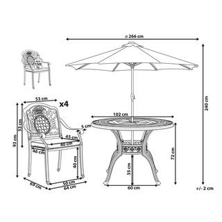 Beliani Gartentisch Set mit Schirm aus Aluminium Retro SALENTO  