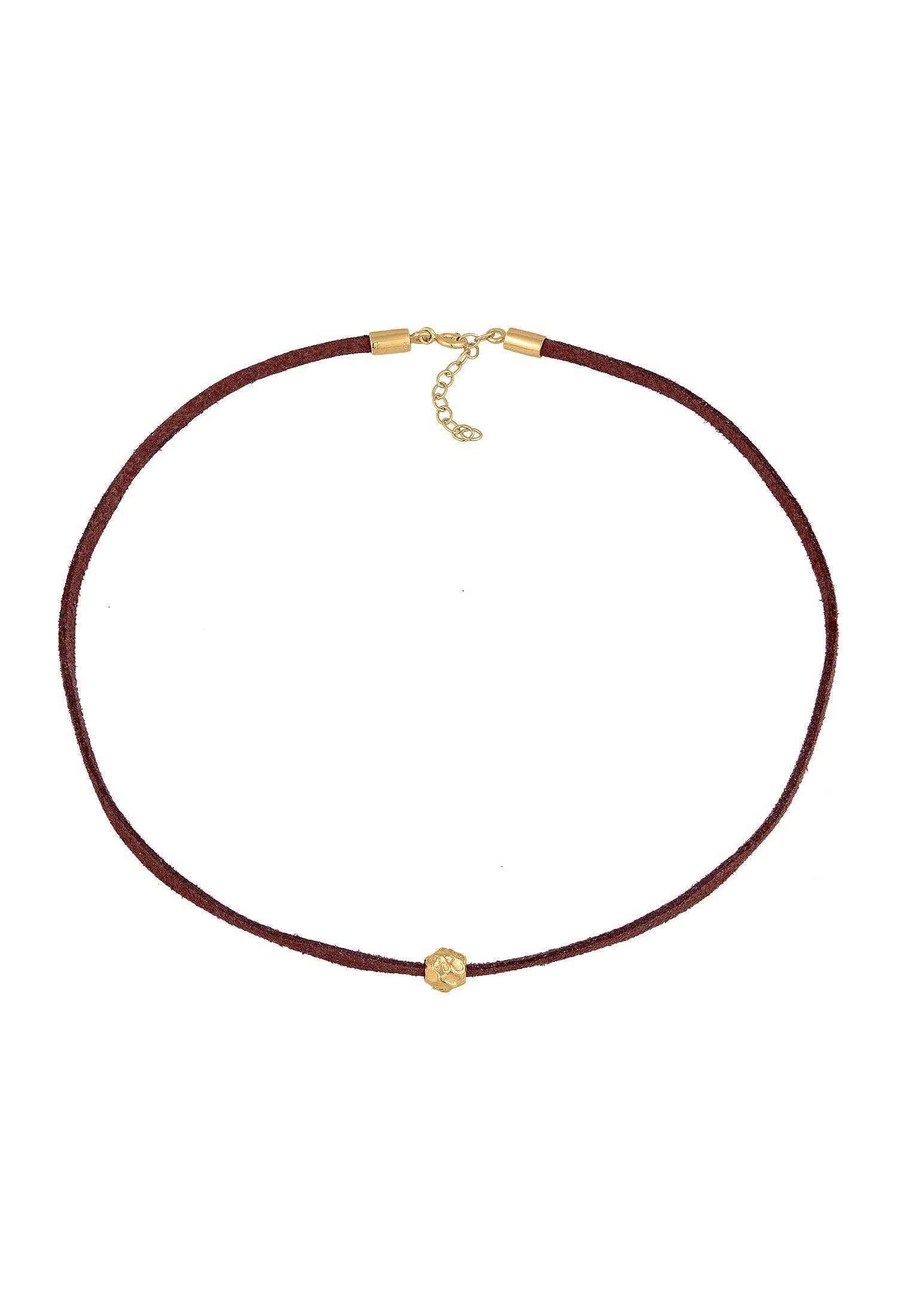 Elli  Halskette Choker Velour Leder Bead 