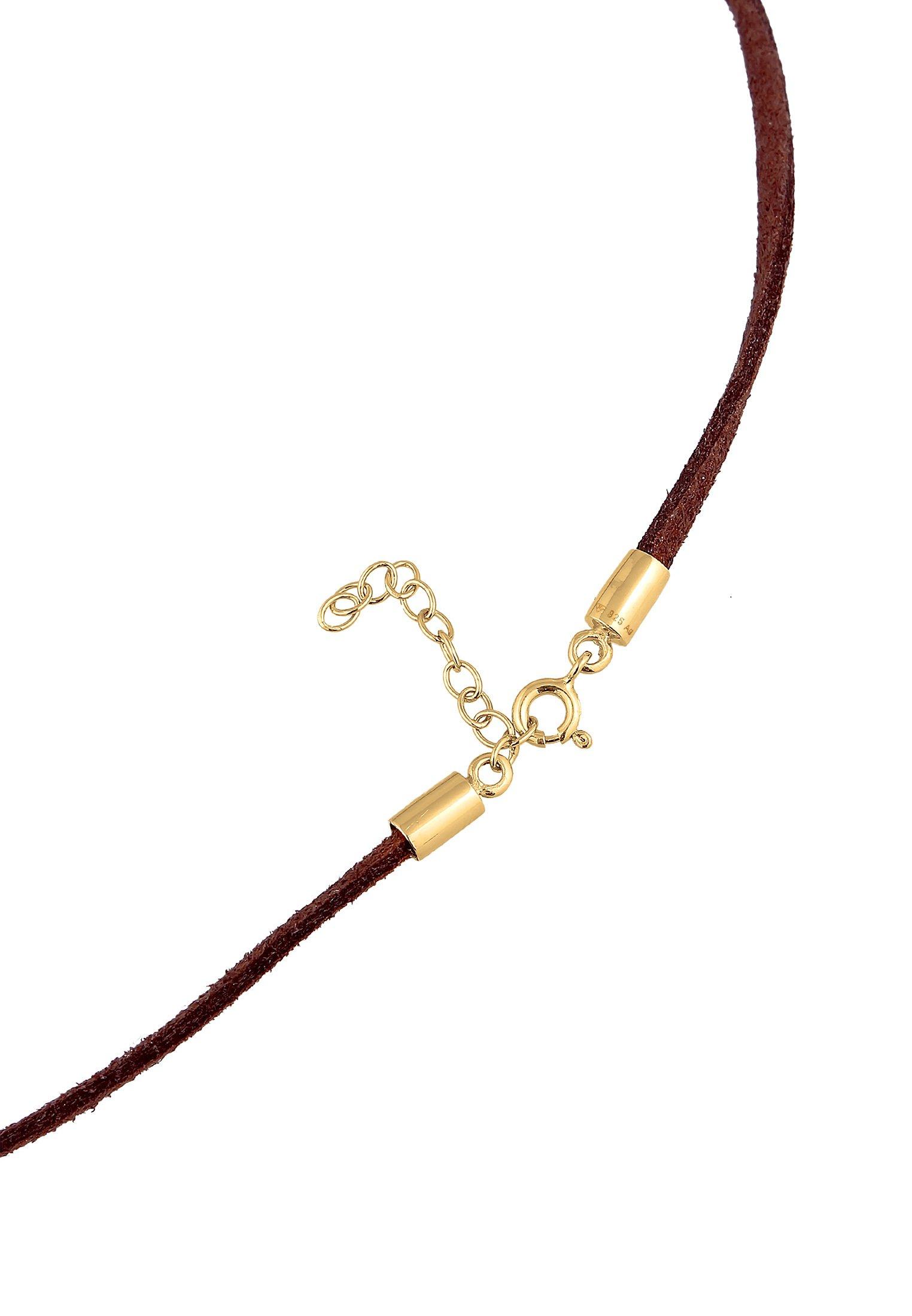 Elli  Halskette Choker Velour Leder Bead 