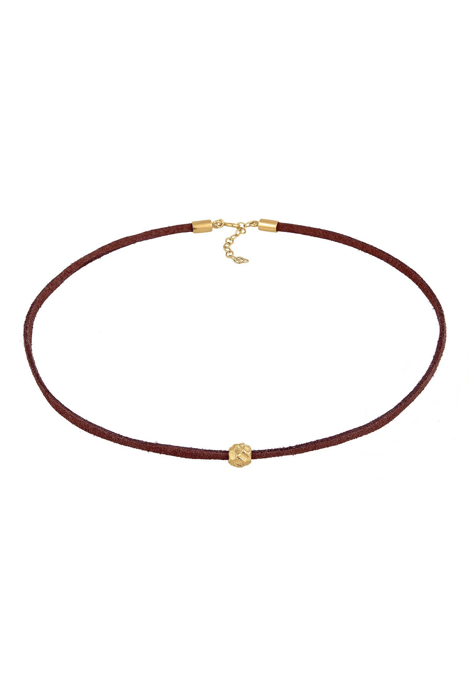 Elli  Halskette Choker Velour Leder Bead 