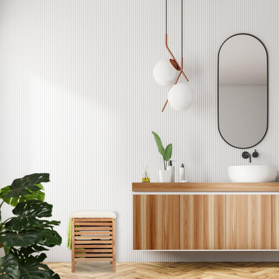 B2X Cesto portabiancheria con seduta in legno di noce  