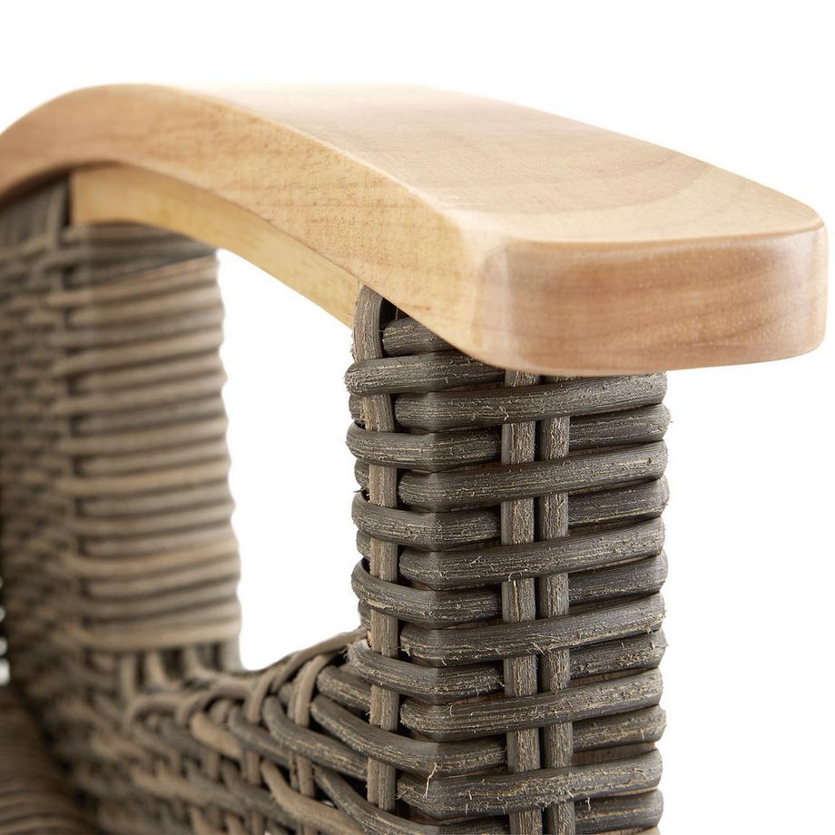 Tectake Rattan Stuhl Rosarno mit Holzgestell wetterfest und UV-beständig  