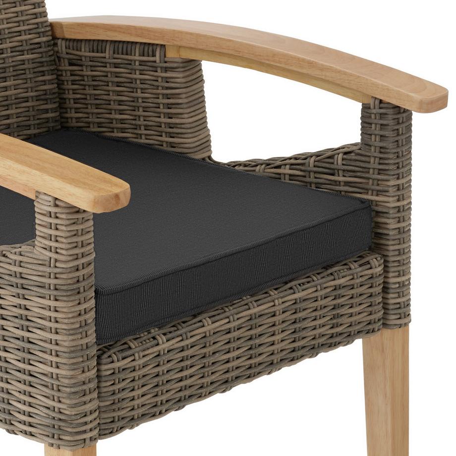 Tectake Rattan Stuhl Rosarno mit Holzgestell wetterfest und UV-beständig  