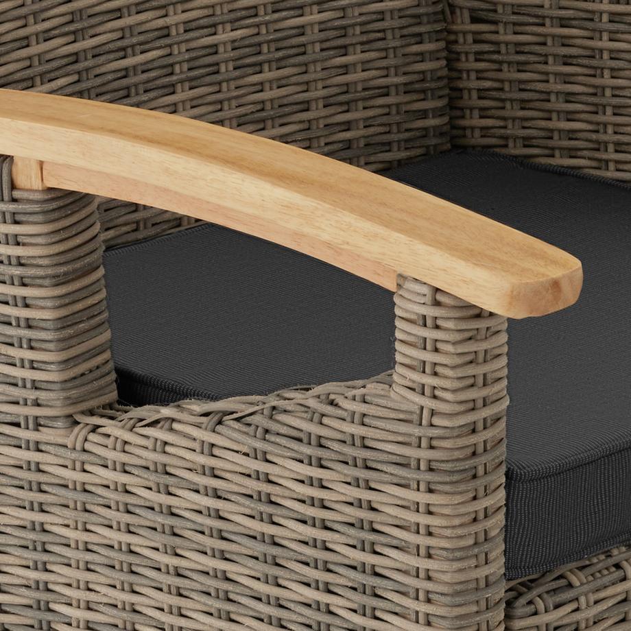 Tectake Rattan Stuhl Rosarno mit Holzgestell wetterfest und UV-beständig  