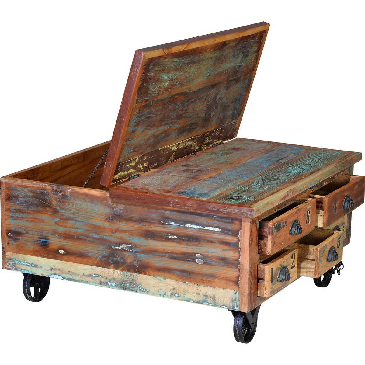 mutoni Couchtisch Verrier Holz recycelt multicolor 90x90  