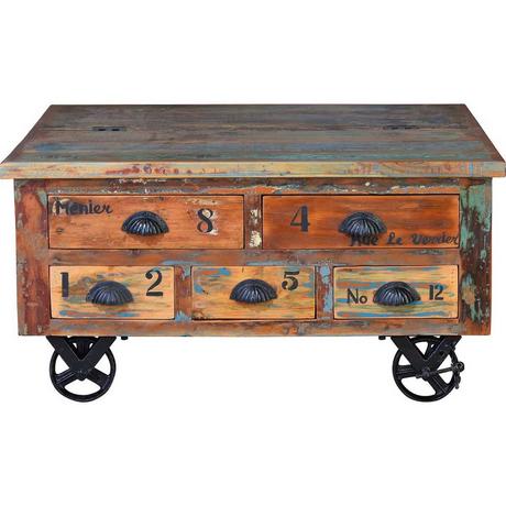 mutoni Couchtisch Verrier Holz recycelt multicolor 90x90  