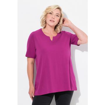 T-shirt à manches courtes, coupe évasée et col rond fendu