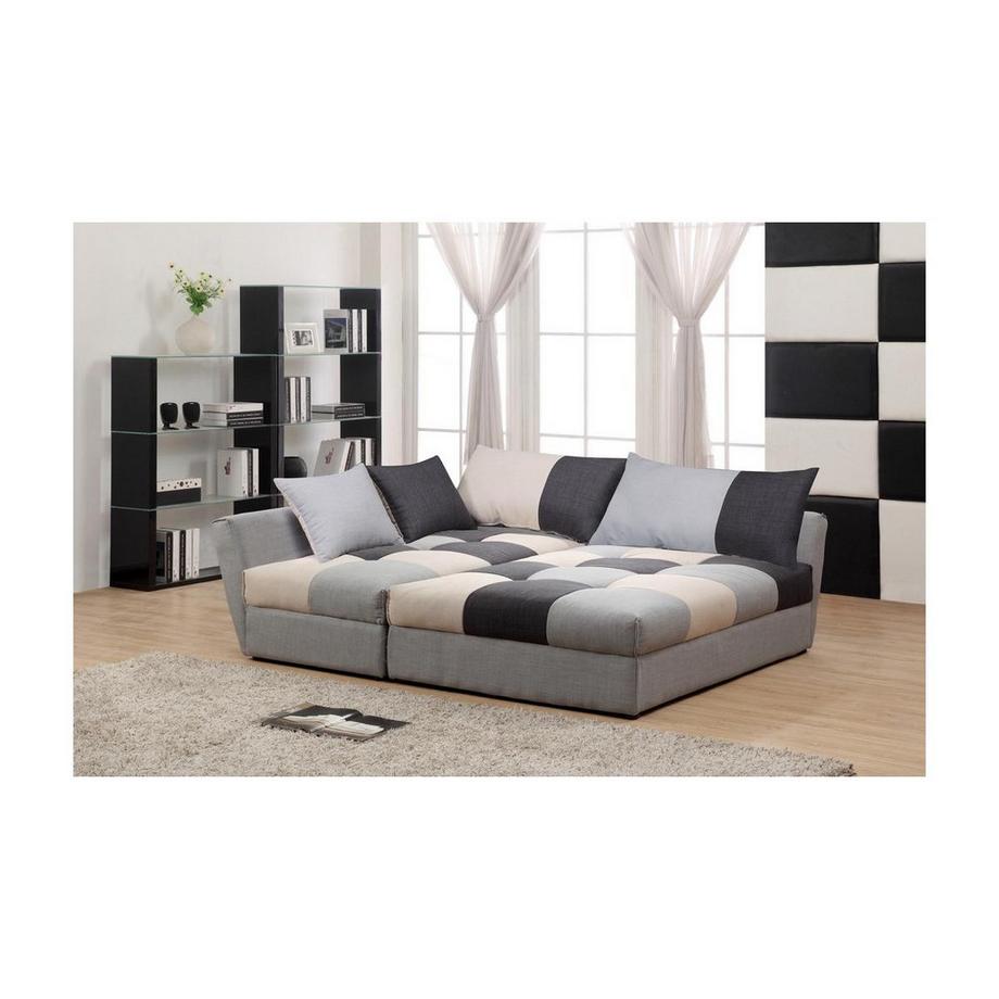 Vente-unique Ecksofa mit Schlaffunktion ROMANE Patchwork Ecke Links  