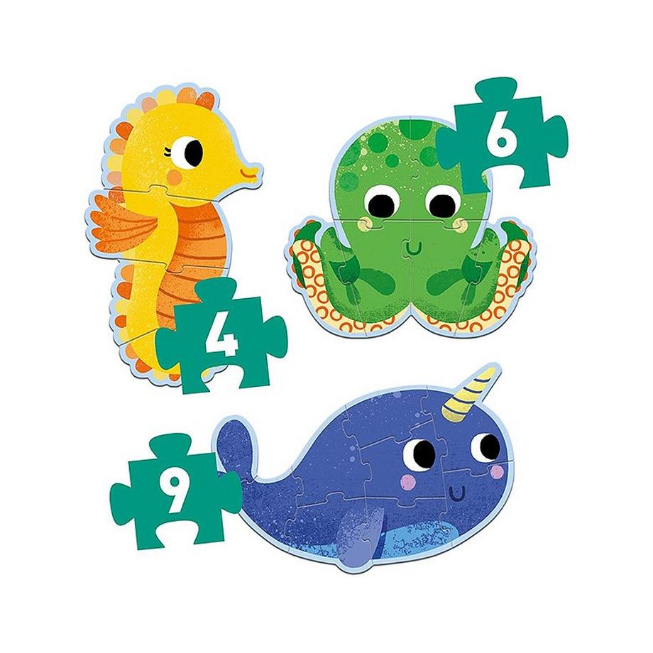 Djeco  Djeco Primo Puzzel In De Zee (4, 6 & 9 stukjes) 