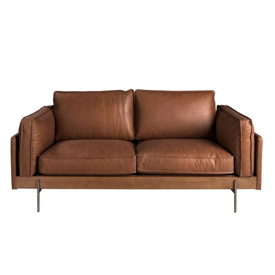 ANGEL CERDA 2-Sitzer-Sofa in Leder tabakbraun  