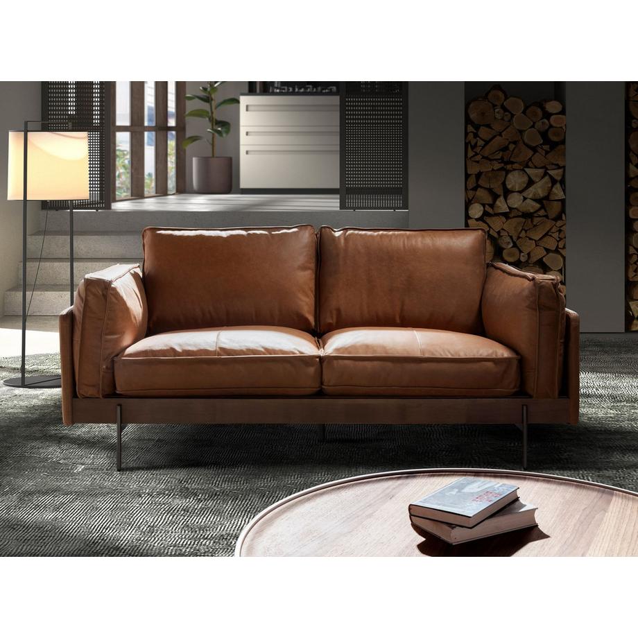 ANGEL CERDA 2-Sitzer-Sofa in Leder tabakbraun  