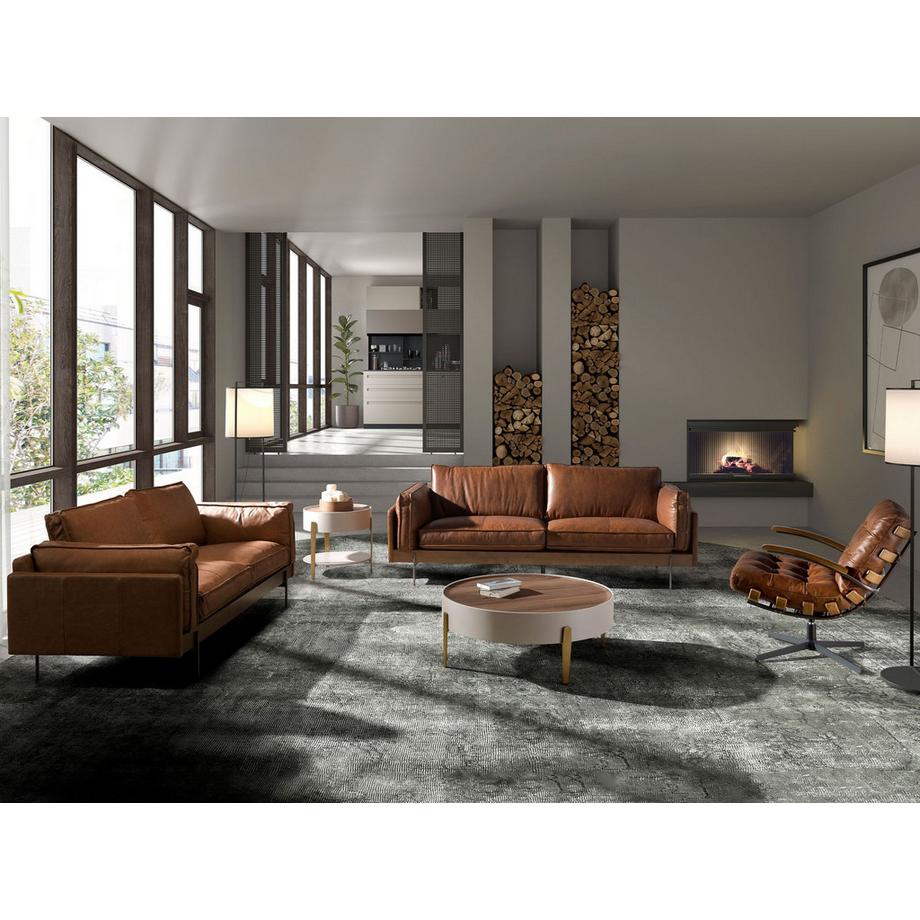 ANGEL CERDA 2-Sitzer-Sofa in Leder tabakbraun  