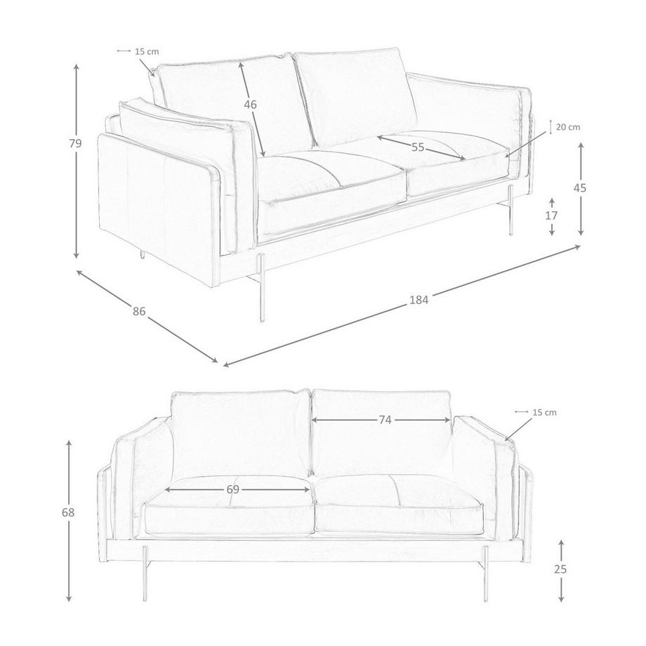 ANGEL CERDA 2-Sitzer-Sofa in Leder tabakbraun  