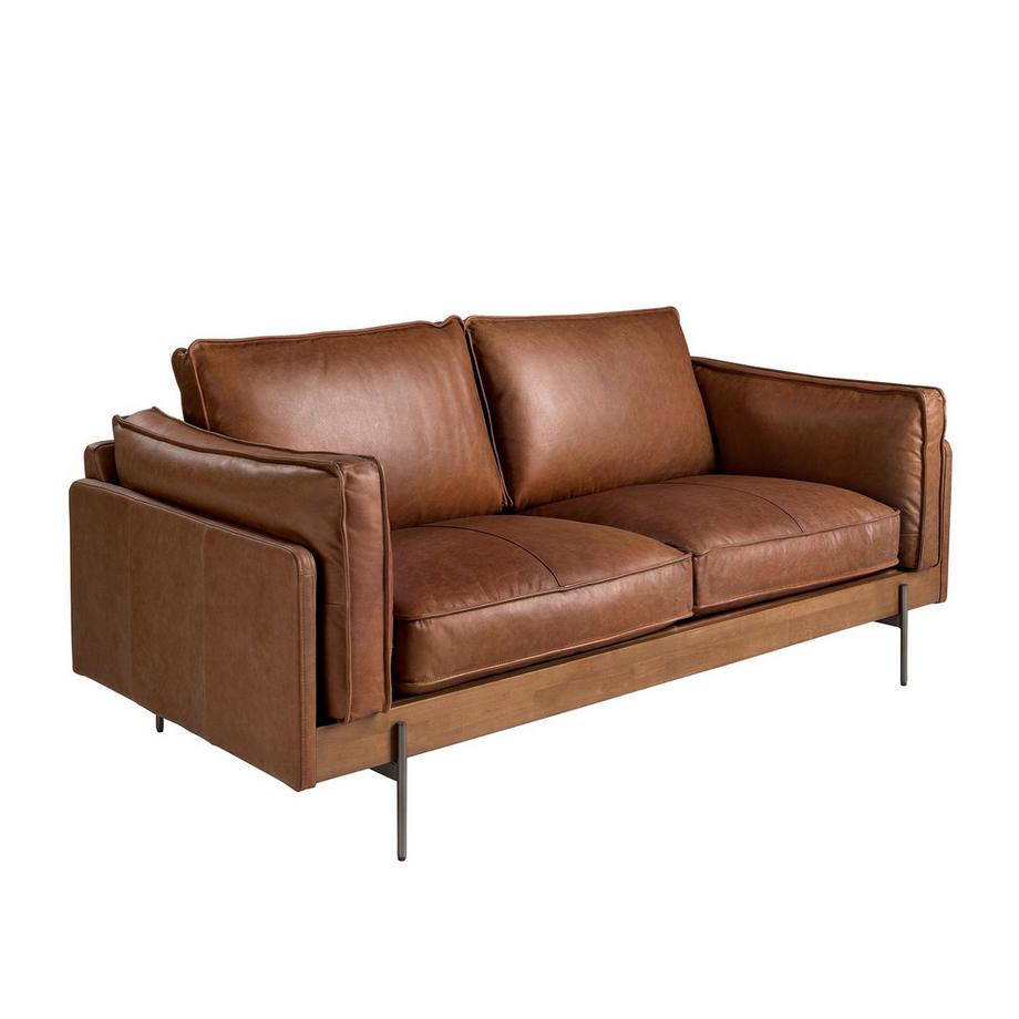 2-Sitzer-Sofa in Leder tabakbraun