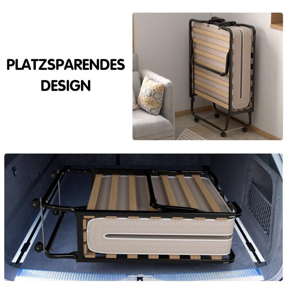 Northio Letto ospiti pieghevole 80 x 200 cm letto pieghevole pieghevole con materasso in memory foam beige made in Italy Origine: Italia  