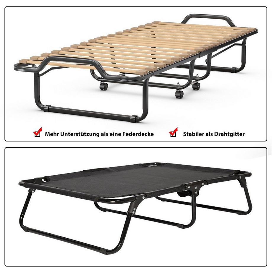 Northio Letto ospiti pieghevole 80 x 200 cm letto pieghevole pieghevole con materasso in memory foam beige made in Italy Origine: Italia  