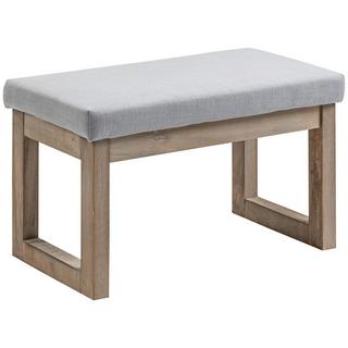 Northio Poggiapiedi Effetto Lino, Sgabello Con Gambe In Legno, Panca D'Ingresso Per Soggiorno, Camera Da Letto, Grigio, 68 X 38 X 42 Cm  