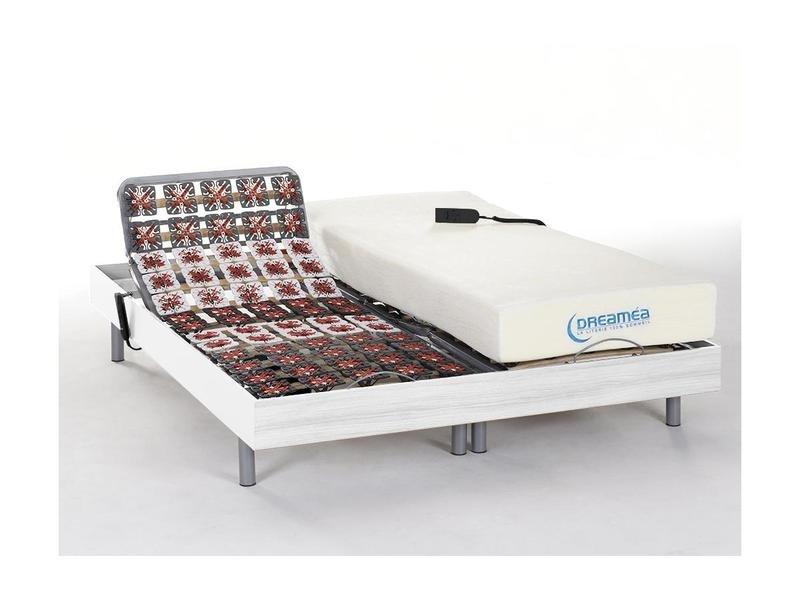 DREAMEA Lit électrique relaxation tout plots matelas mémoire de forme HESIODE III de DREAMEA moteurs OKIN 2  