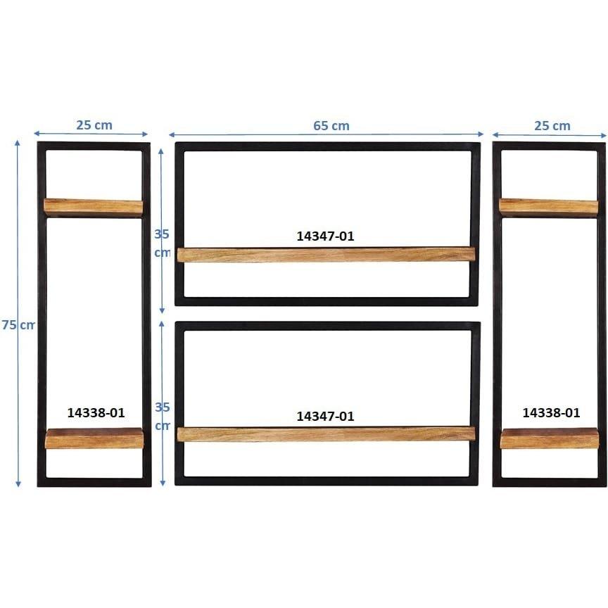 mutoni Étagère murale Melbourne naturel 125x25x75 (4 pièces)  