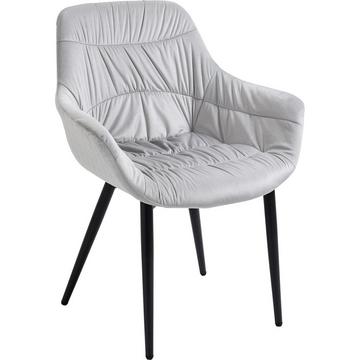 Fauteuil en velours gris clair