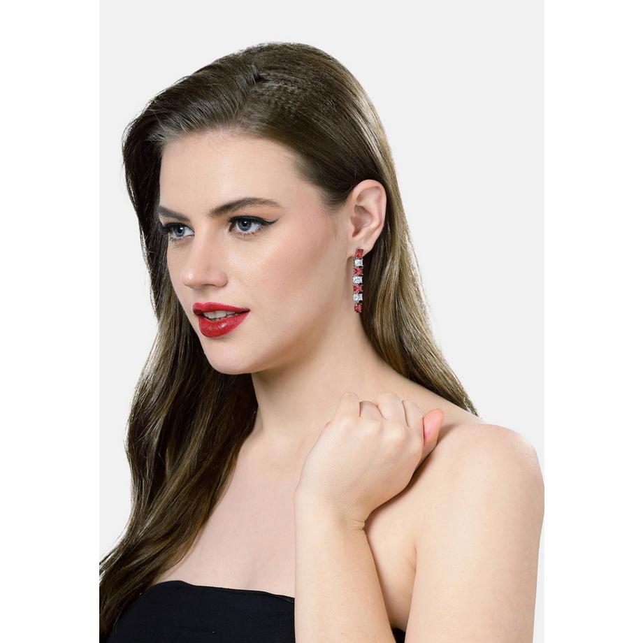 AVANT-GARDE PARIS  Knallrotes Quadrat-Tropfenohrringe 