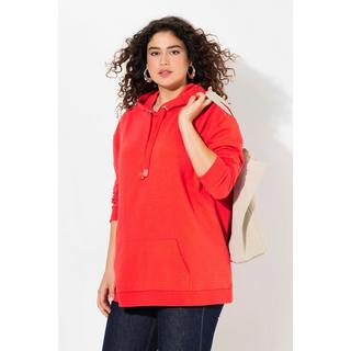 Ulla Popken  Maglia dal taglio oversize con scritta, cappuccio e maniche lunghe 