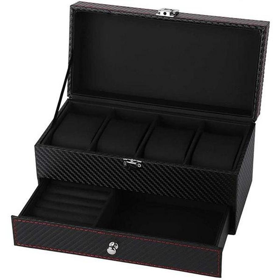 eStore  Boîte à montres avec rangement pour bijoux - Noir 