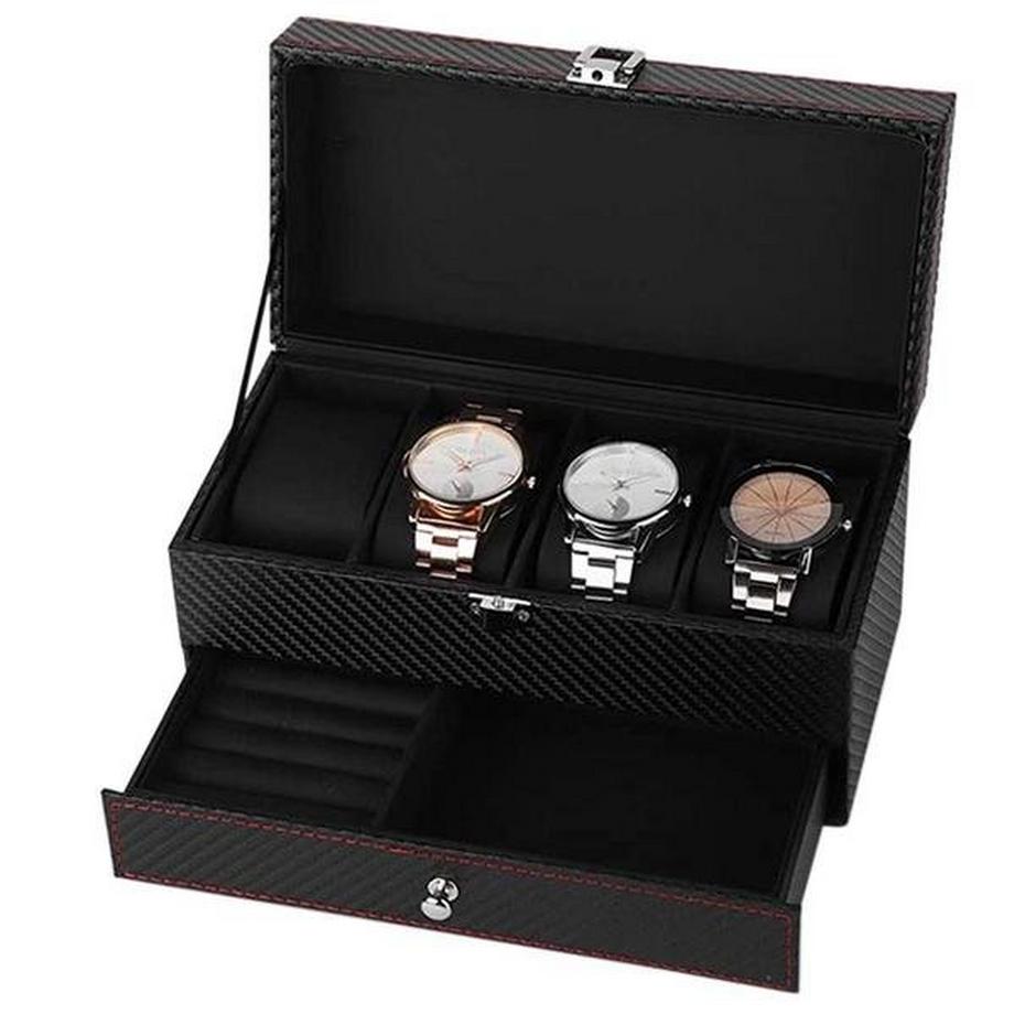 eStore  Boîte à montres avec rangement pour bijoux - Noir 