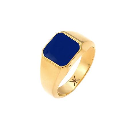 Kuzzoi  Ring  Siegelring Emaille Blau Basic 925 Silber 