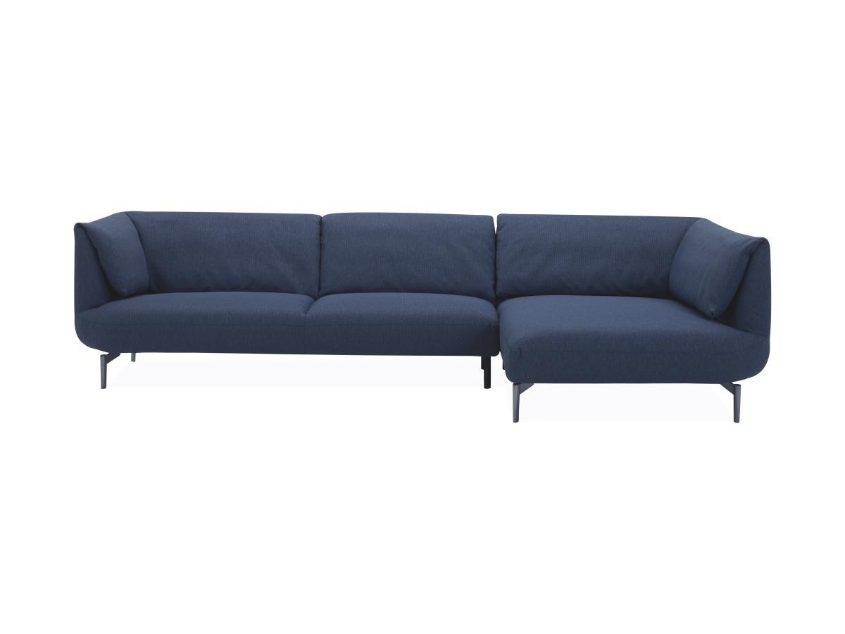 Vente-unique Ecksofa - Ecke rechts - Stoff - Blau - ANGELINA  