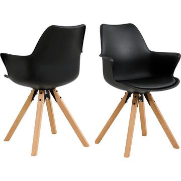 Chaise de salle à manger avec accoudoirs Glebstor noir (lot de 2)