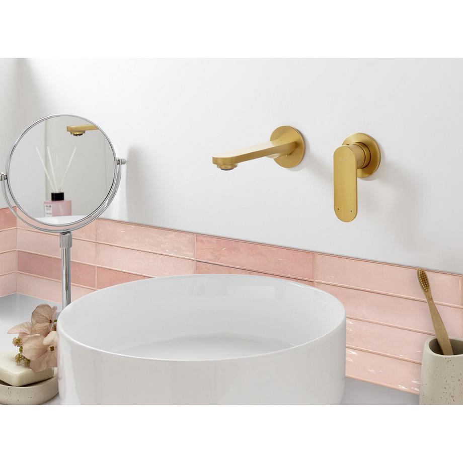 Beliani rubinetto miscelatore da parete per lavabo en Ottone  GUATAVIA  