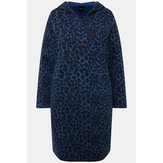 Ulla Popken  Robe en molleton esprit sweat-shirt, motif léopard et bords francs. Manches longues. 