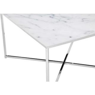 mutoni Table basse marbre blanc chrome 80x80  