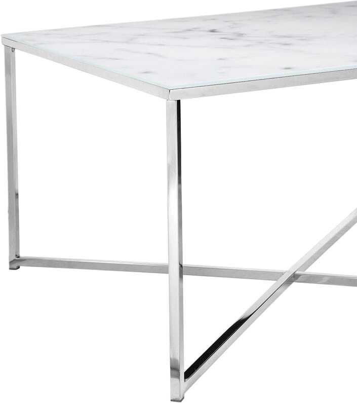 mutoni Table basse marbre blanc chrome 80x80  