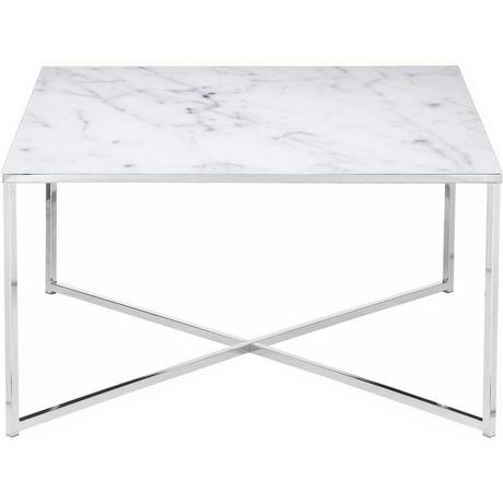 mutoni Table basse marbre blanc chrome 80x80  