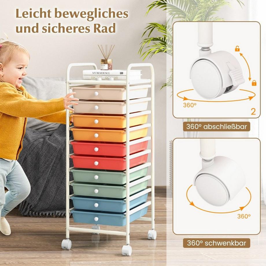 Northix Chariot de rangement avec 10 tiroirs  