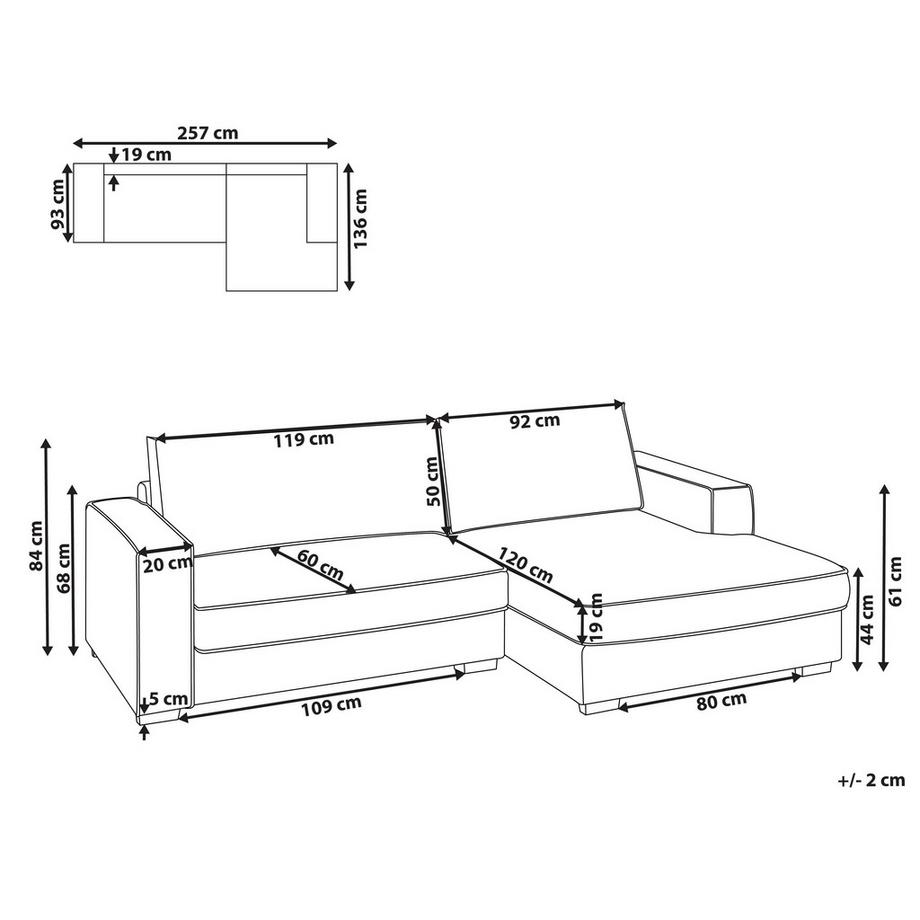 Beliani Linksseitiges Ecksofa aus Stoff Minimalistisch RENDERS  