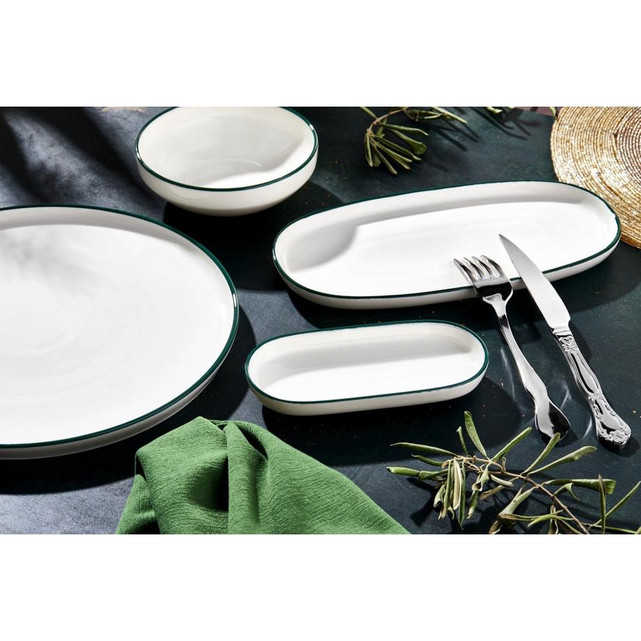 Rinart  Ensembles de vaisselle - Green Edge  - 24 pièces - 6 Personnes - Porcelaine 