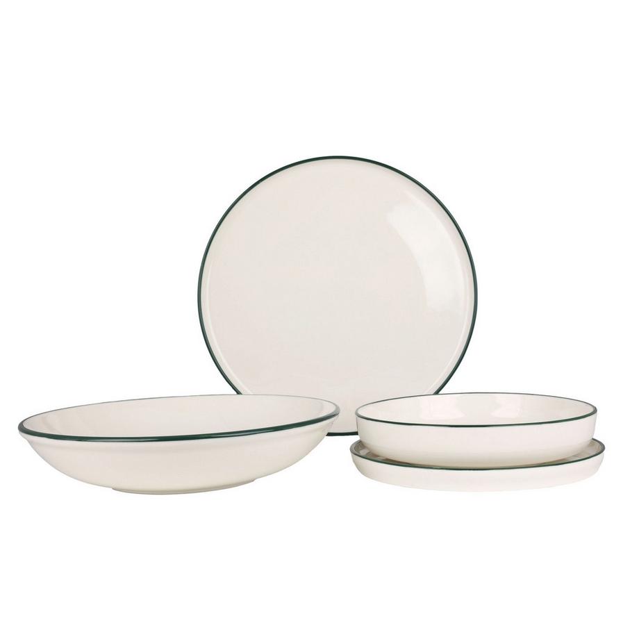 Rinart  Ensembles de vaisselle - Green Edge  - 24 pièces - 6 Personnes - Porcelaine 