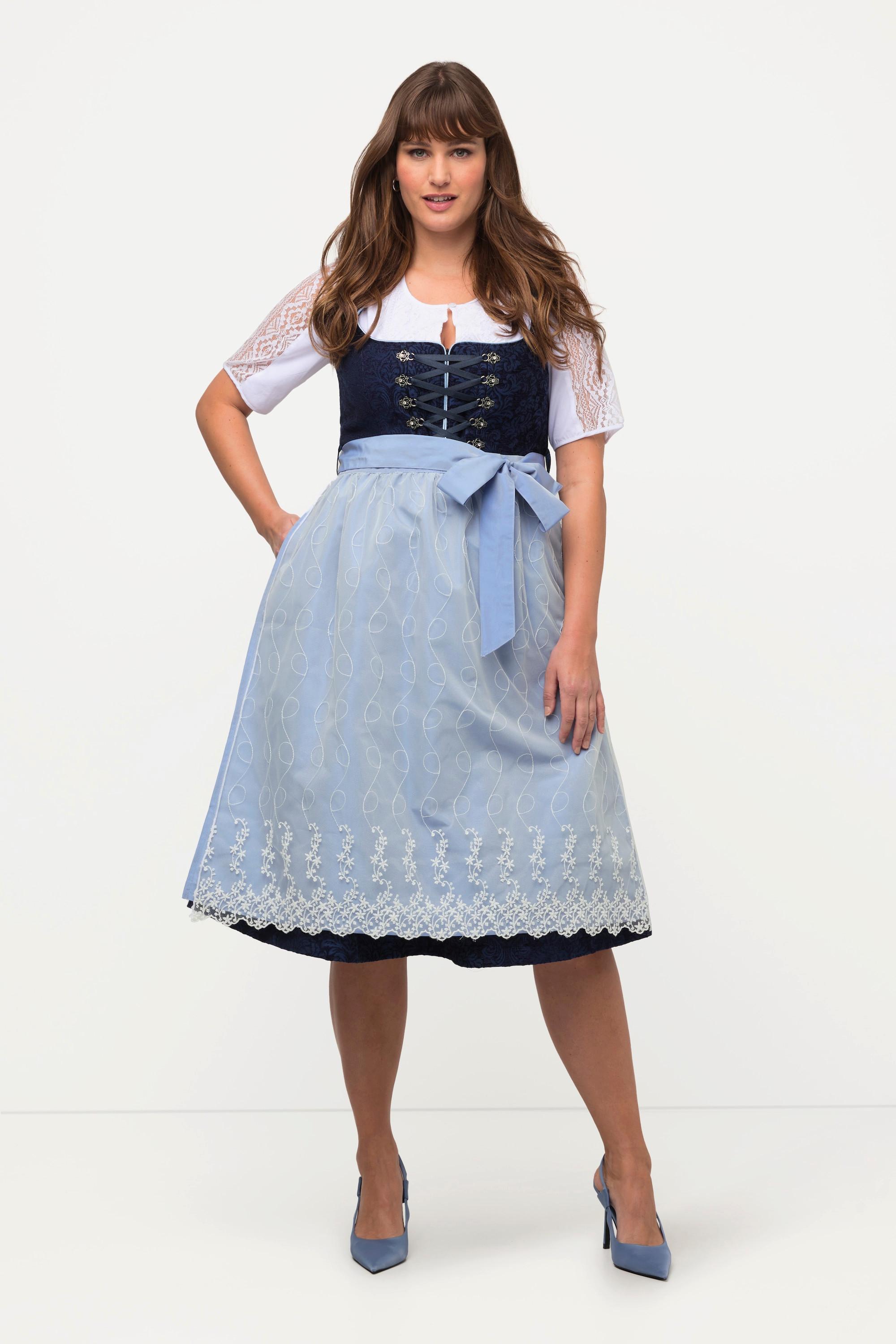 Ulla Popken  Dirndl, Schnürung, Carree-Ausschnitt, ärmellos 