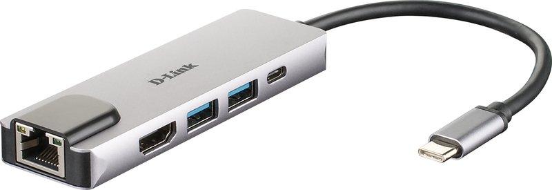 D-Link  DUB-M520 Notebook-Dockingstation & Portreplikator Kabelgebunden Thunderbolt 3 Aluminium, Schwarz 