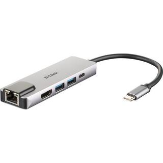 D-Link  DUB-M520 Notebook-Dockingstation & Portreplikator Kabelgebunden Thunderbolt 3 Aluminium, Schwarz 